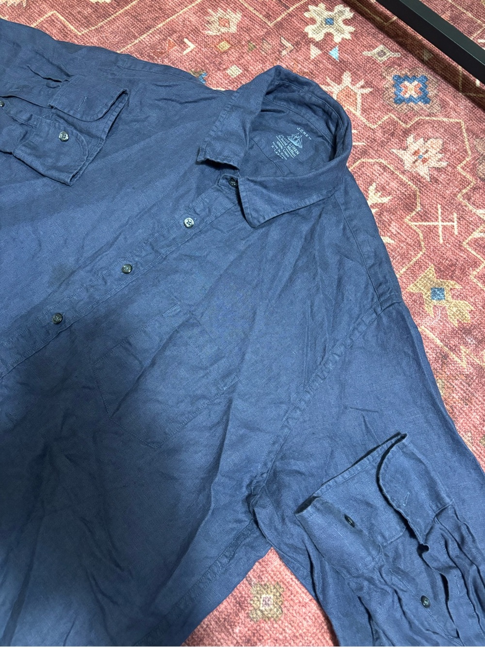 J Crew Shirt Mens XL Blue Baird McNutt Irish Linen Slim Button Down Long Sleeve